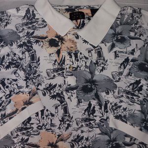 5 for $25 EAGLE FLORAL HAWAIIAN TROPICAL PRINT SHORT SLEEVE POLO SHIRT
